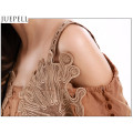 Europe Station Summer Women New Retro Hollow Three-Dimensional Decorative Harness Small Shirt Strapless Short-Sleeved T-Shirt Blouse